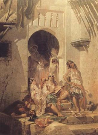 Eugene Giraud Femmes d'Alger,interieur de cour (mk32) oil painting image